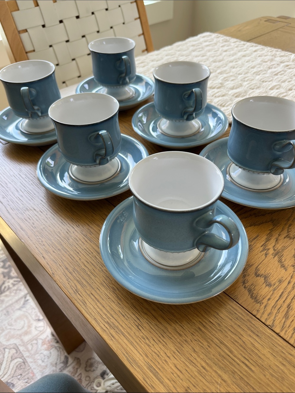 EUC Denby Langley Castile Blue footed cup and saucer